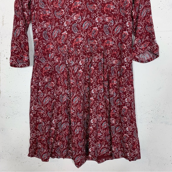 Garnet Hill Paisley Print Floral Longe Sleeve Dress Size 4 - Picture 3 of 11